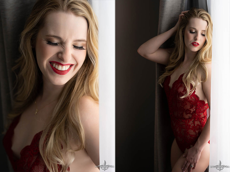 boudoir smiling and serious