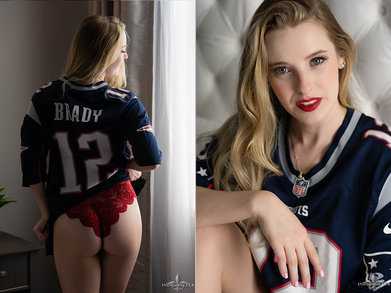 boudoir with patriots jersey